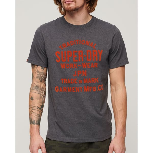 Superdry Workwear Flock Graphic T-shirt Med Korta ärmar Grå L Man