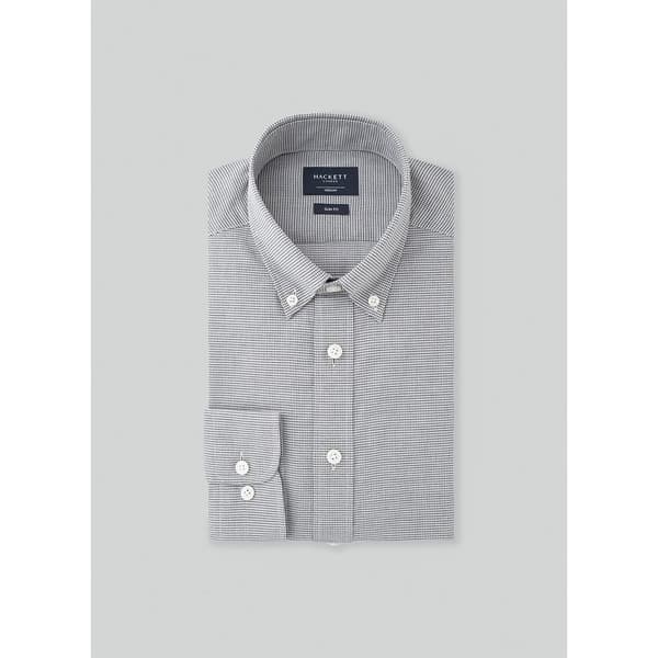 Hackett Houndstooth Skjorte Med Lange ærmer Grå M Mand
