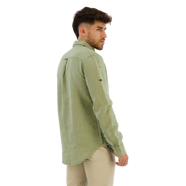 Superdry Studios Casual Linen Skjorta Med Långa ärmar Grönt 2XL Man