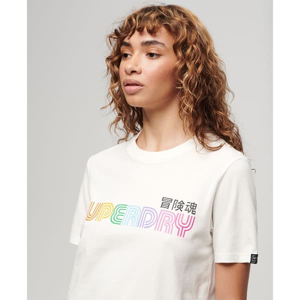 Superdry Rainbow Logo Relaxed T-shirt Med Korta ärmar Vit L Kvinna