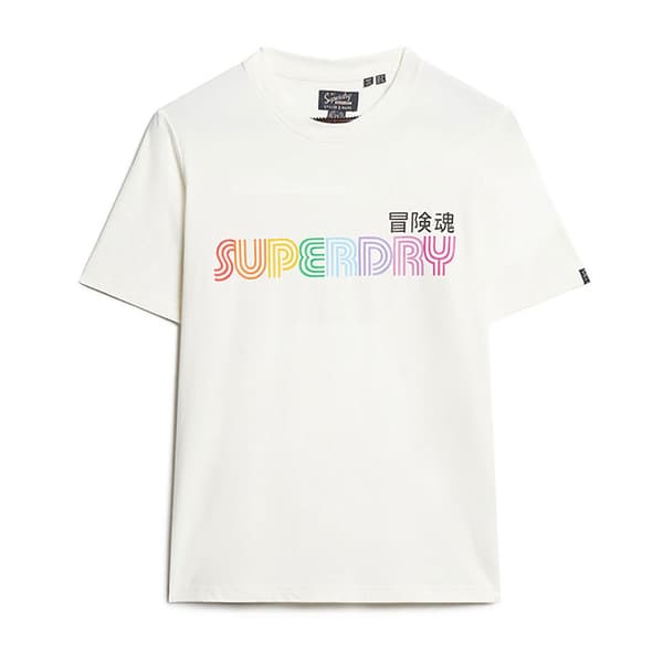 Superdry Rainbow Logo Relaxed T-shirt Med Korta ärmar Vit L Kvinna