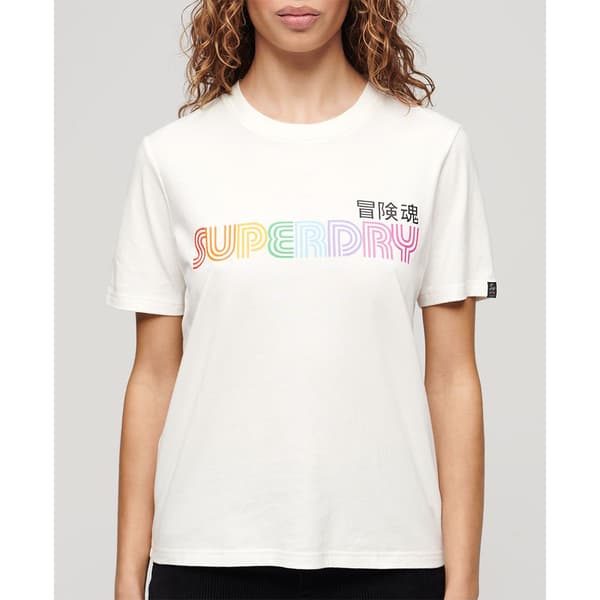 Superdry Rainbow Logo Relaxed T-shirt Med Korta ärmar Vit L Kvinna