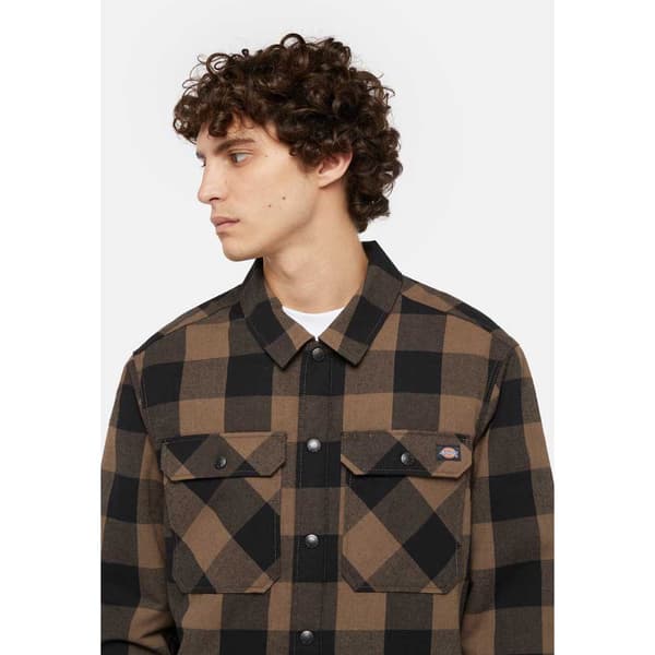 Dickies Lined Sacramento Skjorte Med Lange ærmer Brun S Mand