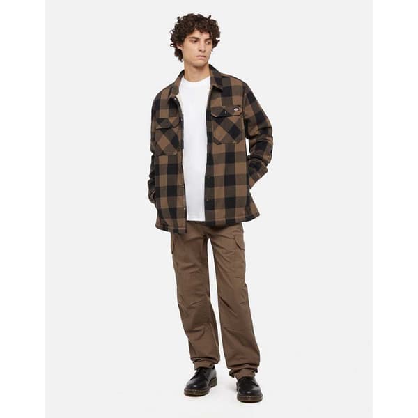Dickies Lined Sacramento Skjorte Med Lange ærmer Brun S Mand
