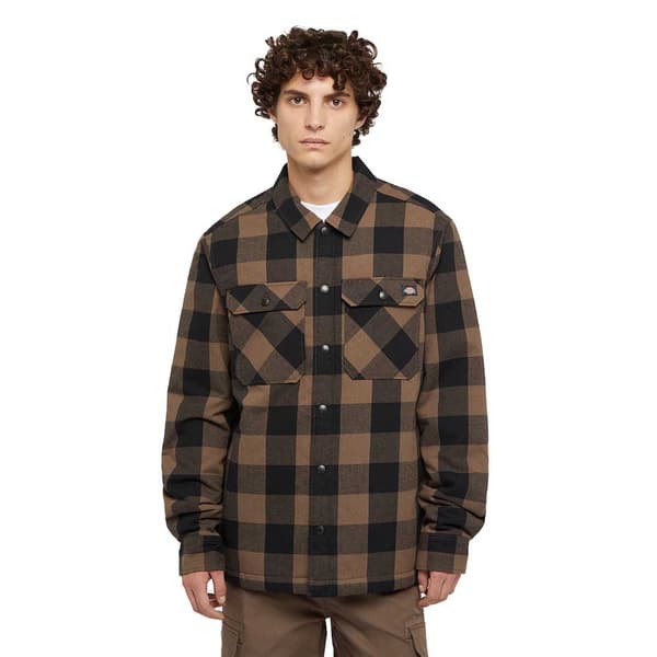 Dickies Lined Sacramento Skjorte Med Lange ærmer Brun S Mand