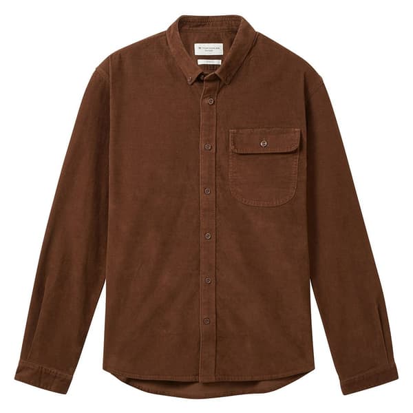 Tom Tailor 1039876 Stretch Corduroy Skjorta Med Långa ärmar Brun M Man
