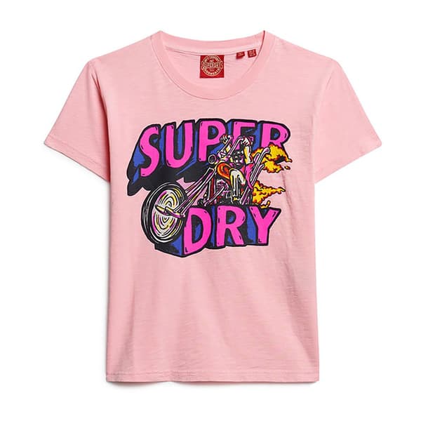 Superdry Neon Motor Graphic Fitted Lyhythihainen T-paita Pinkki XL Nainen