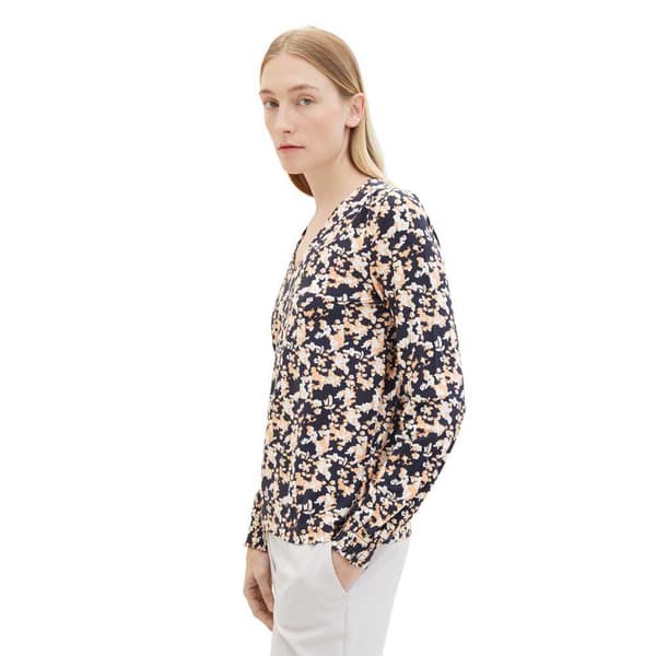 Tom Tailor 1040538 V Neck Blus Flerfärgad M Kvinna