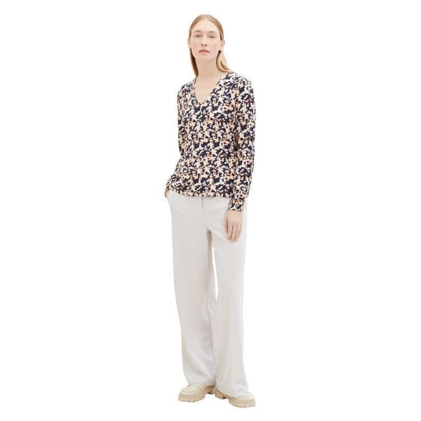 Tom Tailor 1040538 V Neck Blus Flerfärgad M Kvinna
