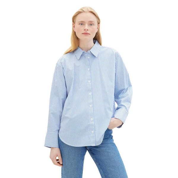 Tom Tailor Striped Poplin Skjorta Blå XS Kvinna