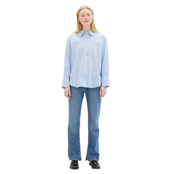 Tom Tailor Striped Poplin Skjorta Blå XS Kvinna