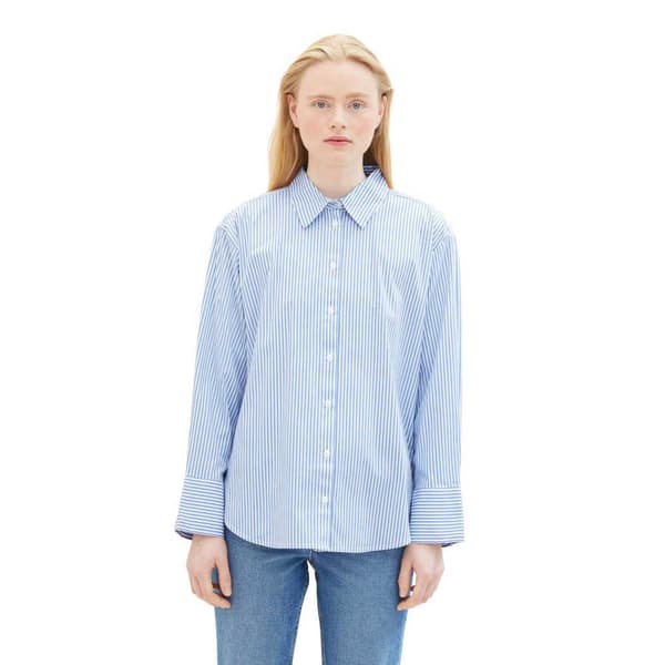 Tom Tailor Striped Poplin Skjorta Blå XS Kvinna