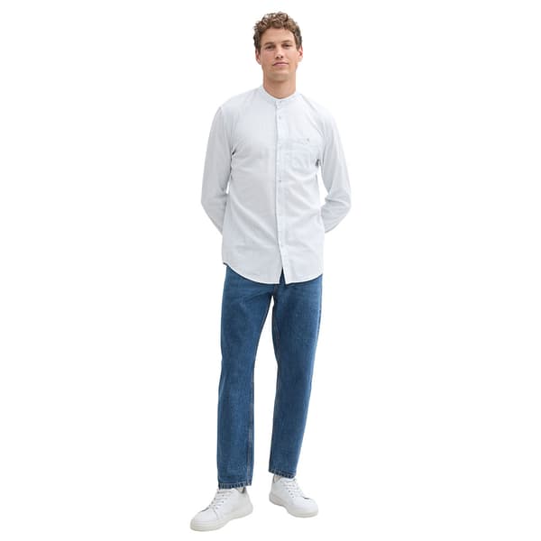 Tom Tailor Structured Skjorte Med Lange ærmer Hvid L Mand