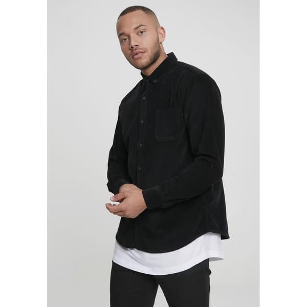 Urban Classics Corduroy Skjorte Med Lange ærmer Sort S Mand