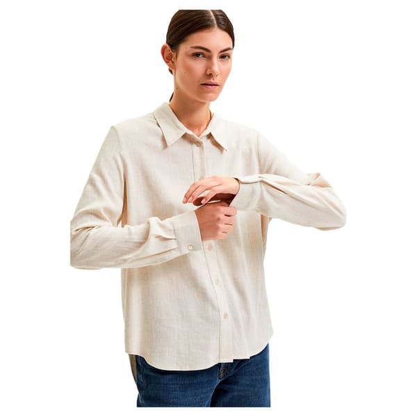Selected Viva Skjorte Med Lange ærmer Beige 44 Kvinde