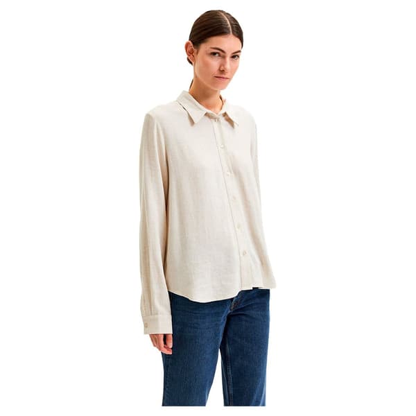 Selected Viva Skjorte Med Lange ærmer Beige 44 Kvinde