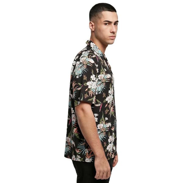 Urban Classics Viscose Aop Resort Kortærmet Skjorte Sort 4XL Mand