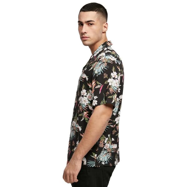Urban Classics Viscose Aop Resort Kortærmet Skjorte Sort 4XL Mand