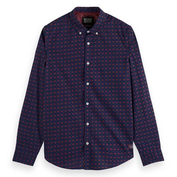 Scotch & Soda Slim Fit Ditsy Aop Skjorta Med Långa ärmar Blå M Man