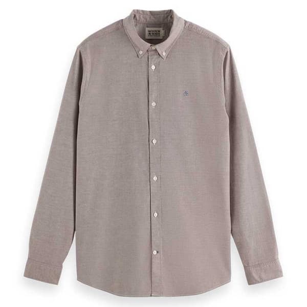 Scotch & Soda Essential Oxford Solid Skjorte Med Lange ærmer Grå M Mand