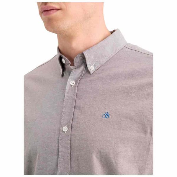 Scotch & Soda Essential Oxford Solid Skjorte Med Lange ærmer Grå M Mand