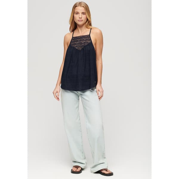Superdry Lace Beach ärmlös T-shirt Blå XS Kvinna