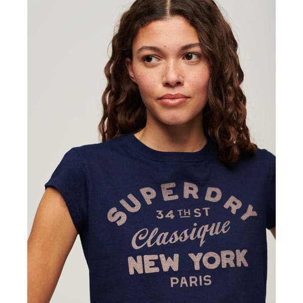 Superdry Indigo Workwear Cap T-shirt Med Korta ärmar Blå XS Kvinna