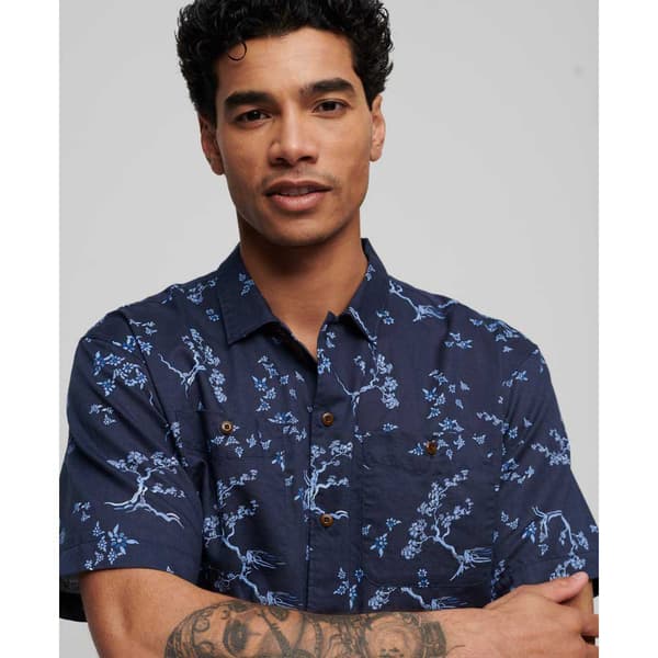 Superdry Beach Kortærmet Skjorte Blå 2XL Mand