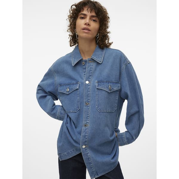 Vero Moda Naya Oversized Skjorte Med Lange ærmer Blå L Kvinde