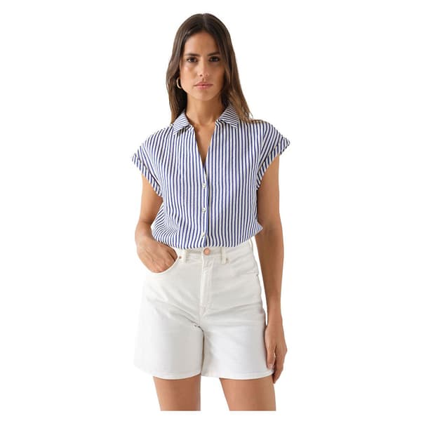 Salsa Jeans 21008860 Kortärmad Skjorta Vit,Blå S Kvinna
