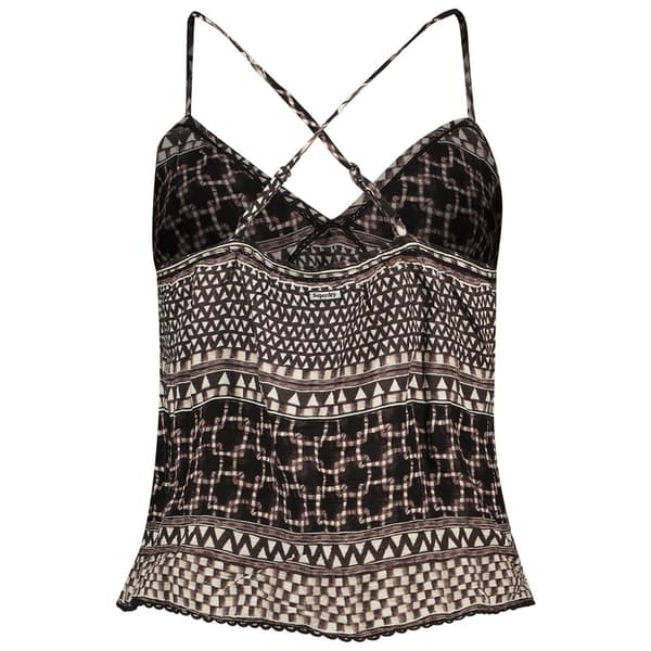 Superdry Printed Woven ärmlös T-shirt Brun M Kvinna
