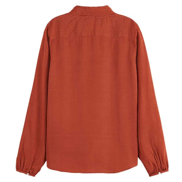 Scotch & Soda Viscose Jacquard Skjorte Med Lange ærmer Orange 38 Kvinde