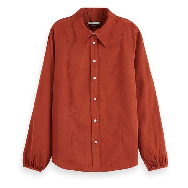 Scotch & Soda Viscose Jacquard Skjorta Med Långa ärmar Orange 38 Kvinna