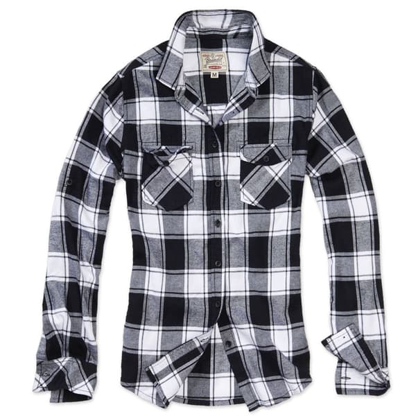 Brandit Amy Flannel Skjorte Med Lange ærmer Hvid,Sort 4XL Kvinde