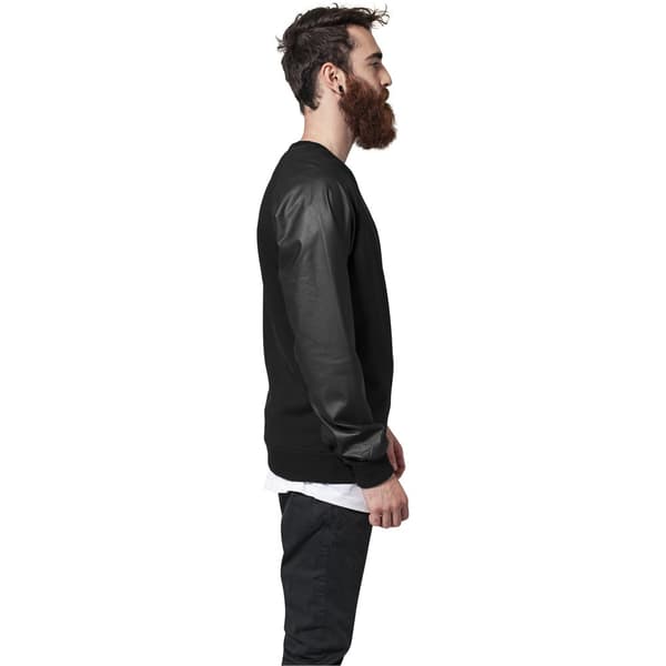 Urban Classics Raglan Leather Imitation Crew T-shirt Sort S Mand