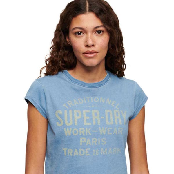 Superdry Indigo Workwear Cap T-shirt Med Korta ärmar Blå XS Kvinna