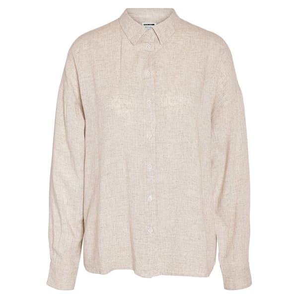 Noisy May Leilani Loose Fit Skjorte Med Lange ærmer Beige L Kvinde