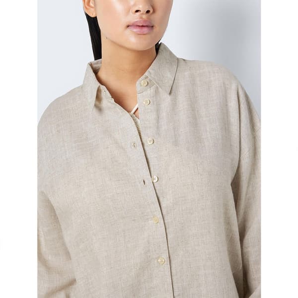 Noisy May Leilani Loose Fit Skjorte Med Lange ærmer Beige L Kvinde