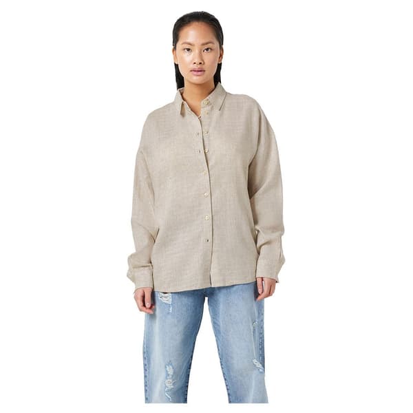 Noisy May Leilani Loose Fit Skjorte Med Lange ærmer Beige L Kvinde