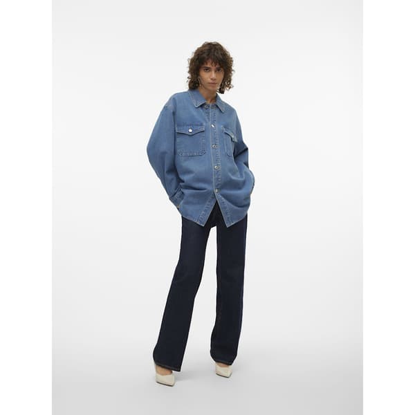 Vero Moda Naya Oversized Skjorte Med Lange ærmer Blå XS Kvinde
