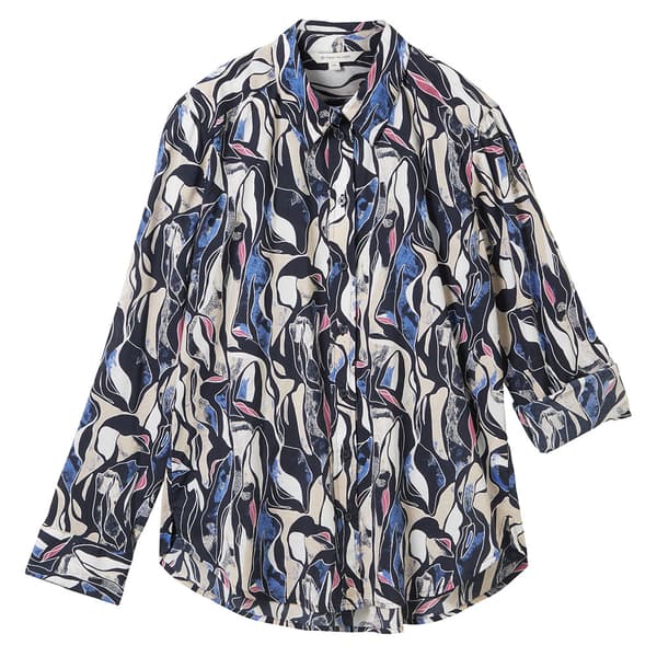 Tom Tailor Printed Collar Blus Med Lång ärm Flerfärgad 46 Kvinna