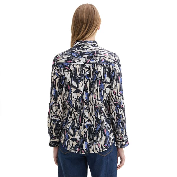 Tom Tailor Printed Collar Blus Med Lång ärm Flerfärgad 46 Kvinna