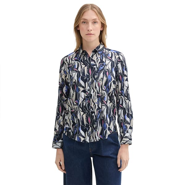 Tom Tailor Printed Collar Blus Med Lång ärm Flerfärgad 46 Kvinna