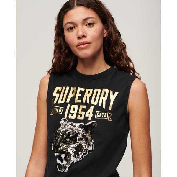 Superdry Embellish Archive Fitted ärmlös T-shirt Svart XS Kvinna