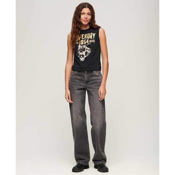 Superdry Embellish Archive Fitted ärmlös T-shirt Svart XS Kvinna