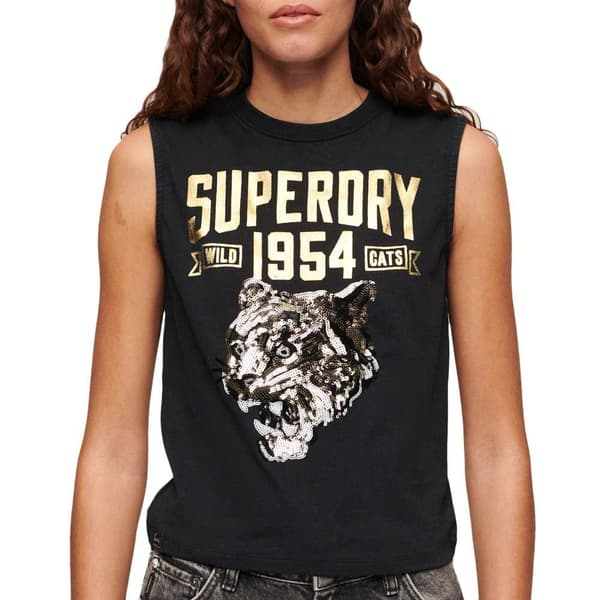 Superdry Embellish Archive Fitted ärmlös T-shirt Svart XS Kvinna