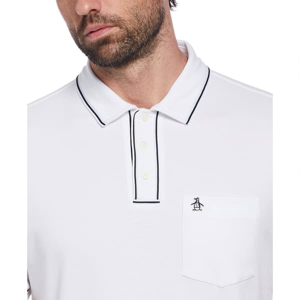 Original Penguin Earl Organic Interlock 3d Sticker Pete Kortärmad Polotröja Vit M Man