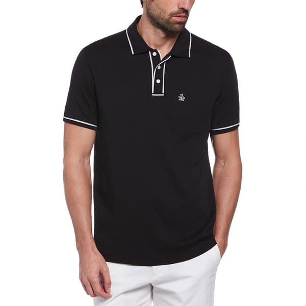 Original Penguin Earl Organic Interlock 3d Sticker Pete Kortærmet Polo Sort M Mand
