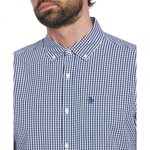 Original Penguin Gingham Stretch Skjorta Med Långa ärmar Blå L Man