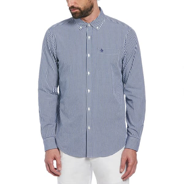 Original Penguin Gingham Stretch Skjorta Med Långa ärmar Blå L Man